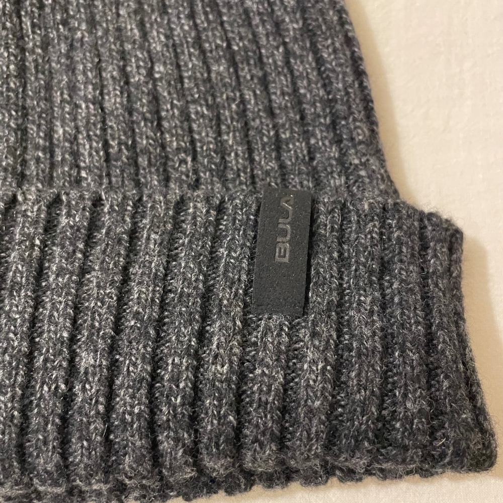 Bula‎ Mens Charcoal Gray Ribbed Knit Fleece Lined Cuffed Beanie Hat OS 1729619 - Picture 2 of 6